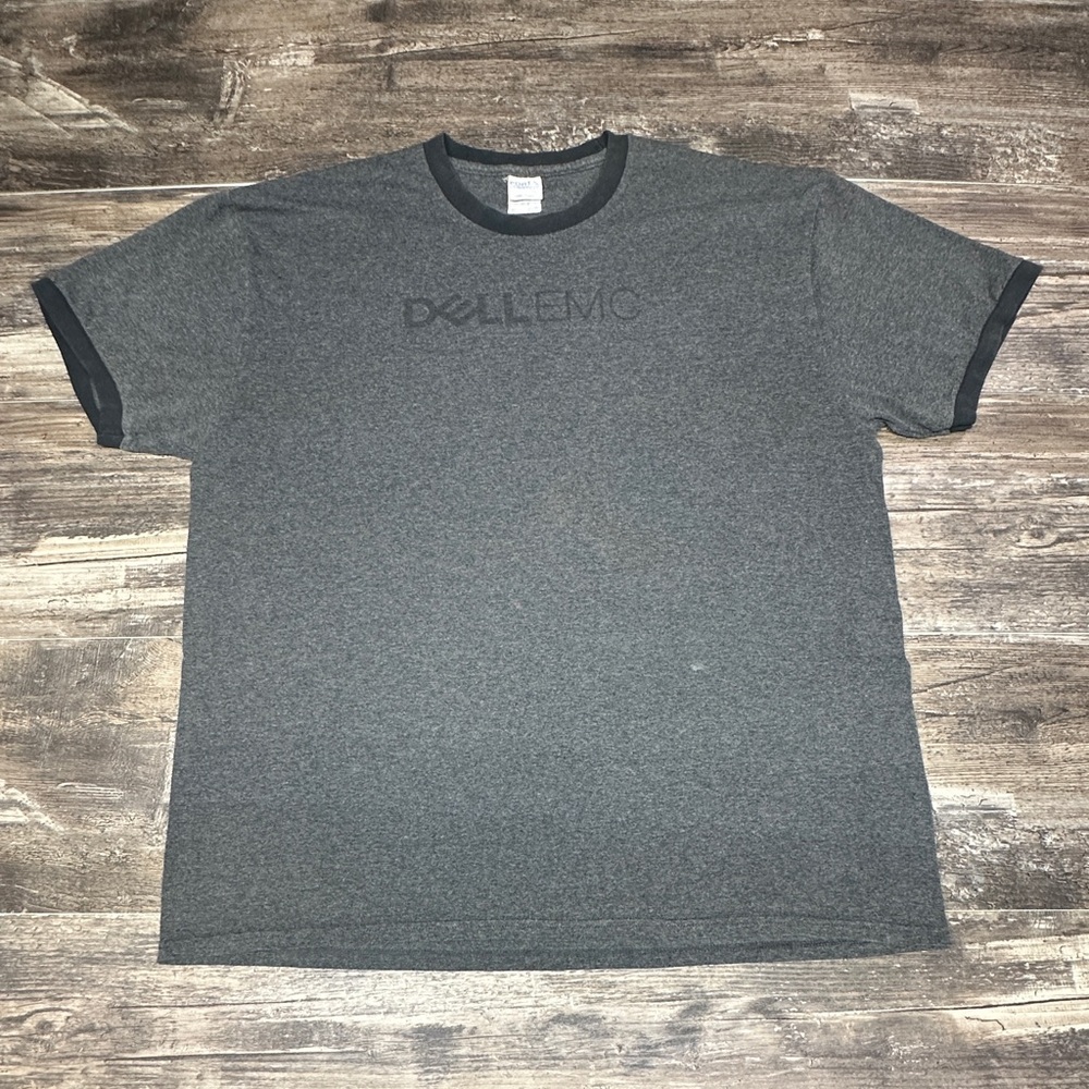 Dell EMC Minimal Logo Ringer Tee Gray Black XL Normcore GUC